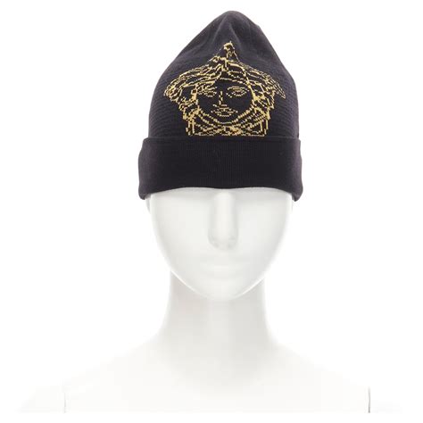 black versace beanie|Versace cowboy hat.